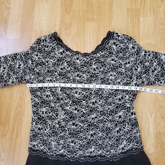 ALEX EVENINGS | Sequin Lace Bodice Chiffon Gown - [size 16, black/silver] - Picture 8 of 12